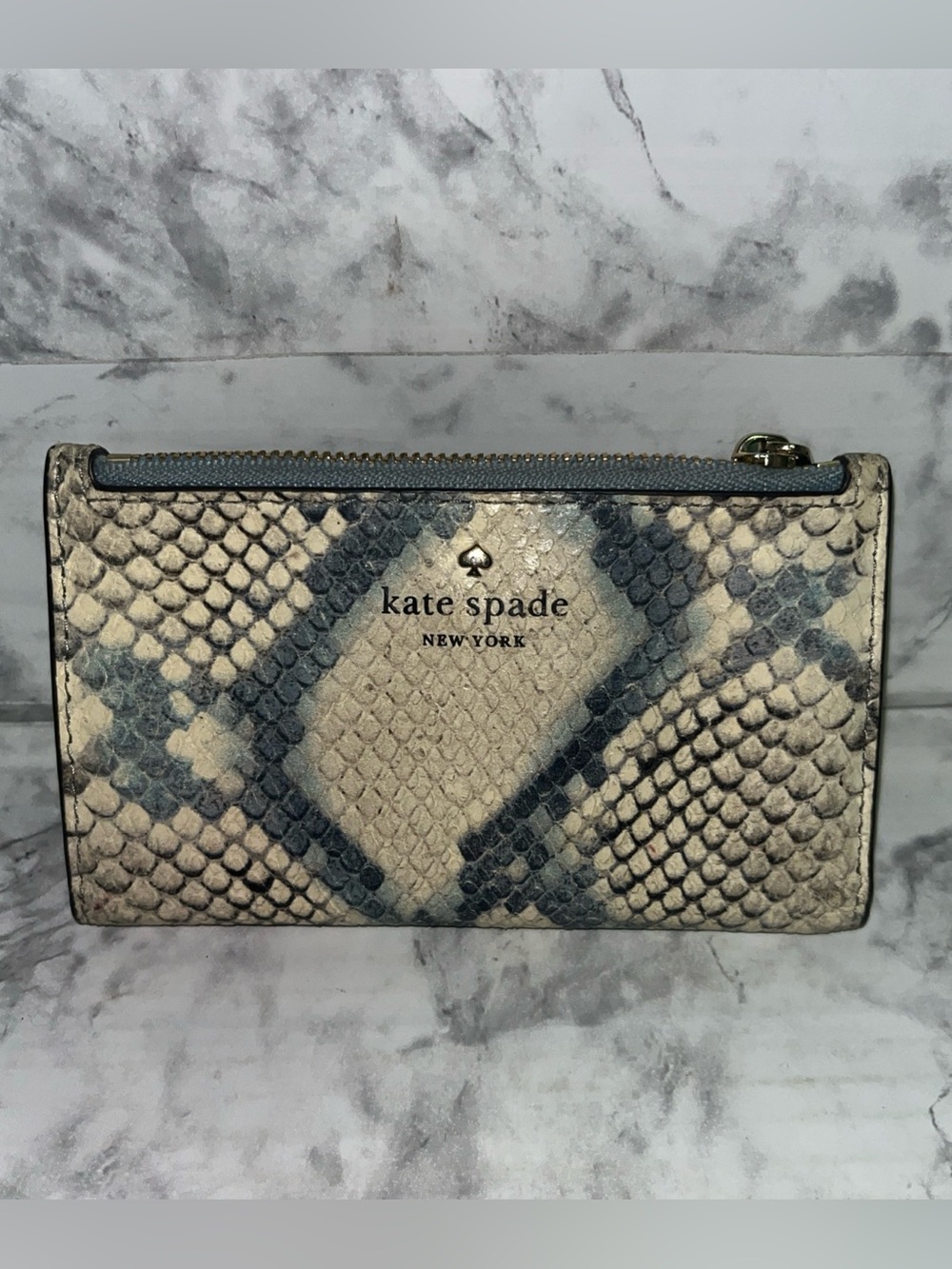 KATE SPADE HAYES STREET PHYTON MIKEY CARD CASE WALLET SNAKE-EMBOSSED MOTIF